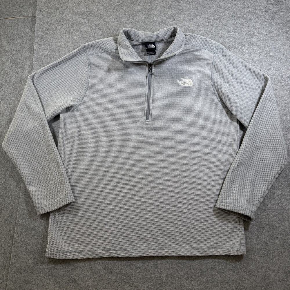 North Face 1/4 Zip Lightweight Sweater Men XL Gray Waffle Knit Fleece Mock Neck
